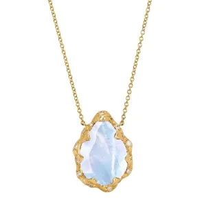 Queen Water Drop Moonstone Necklace with Sprinkled Diamonds