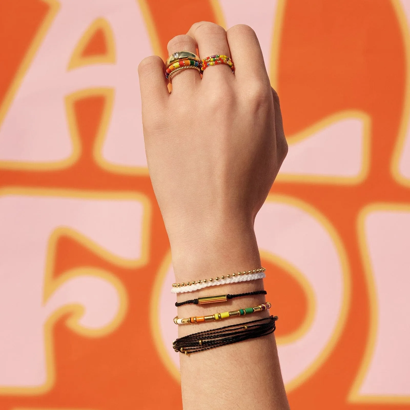 Rainbow Enamel Ring Stack