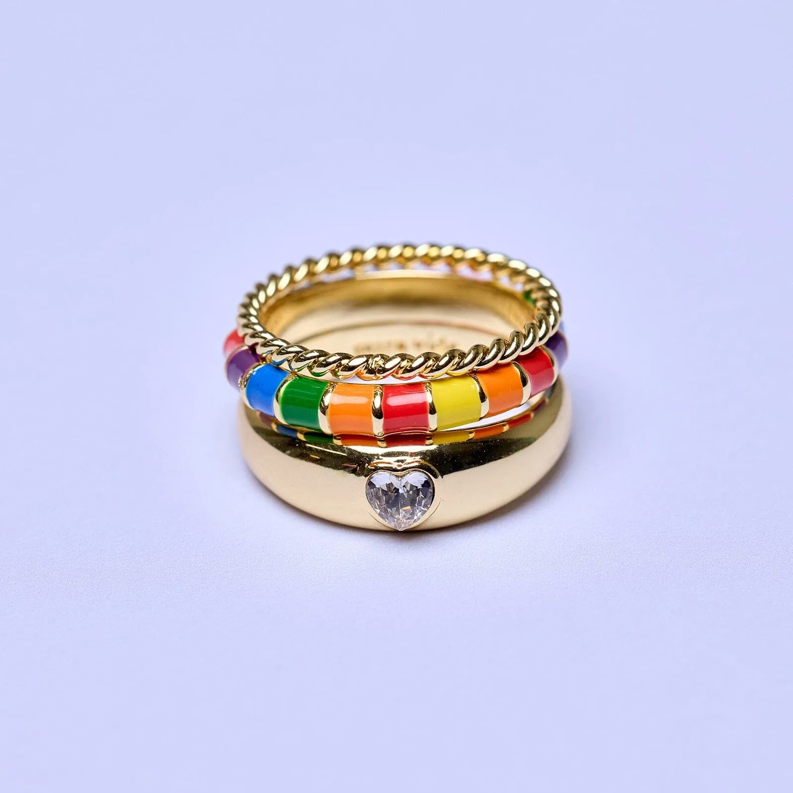 Rainbow Enamel Ring Stack