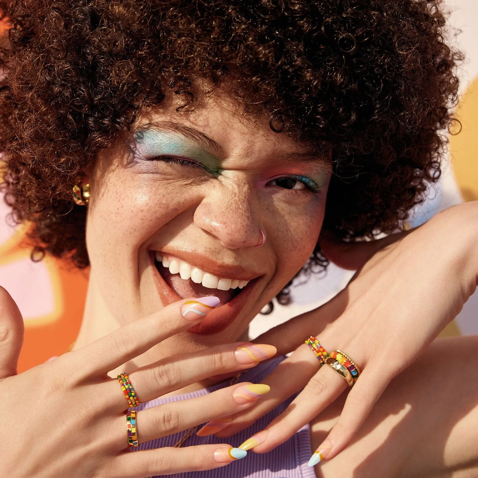 Rainbow Enamel Ring Stack