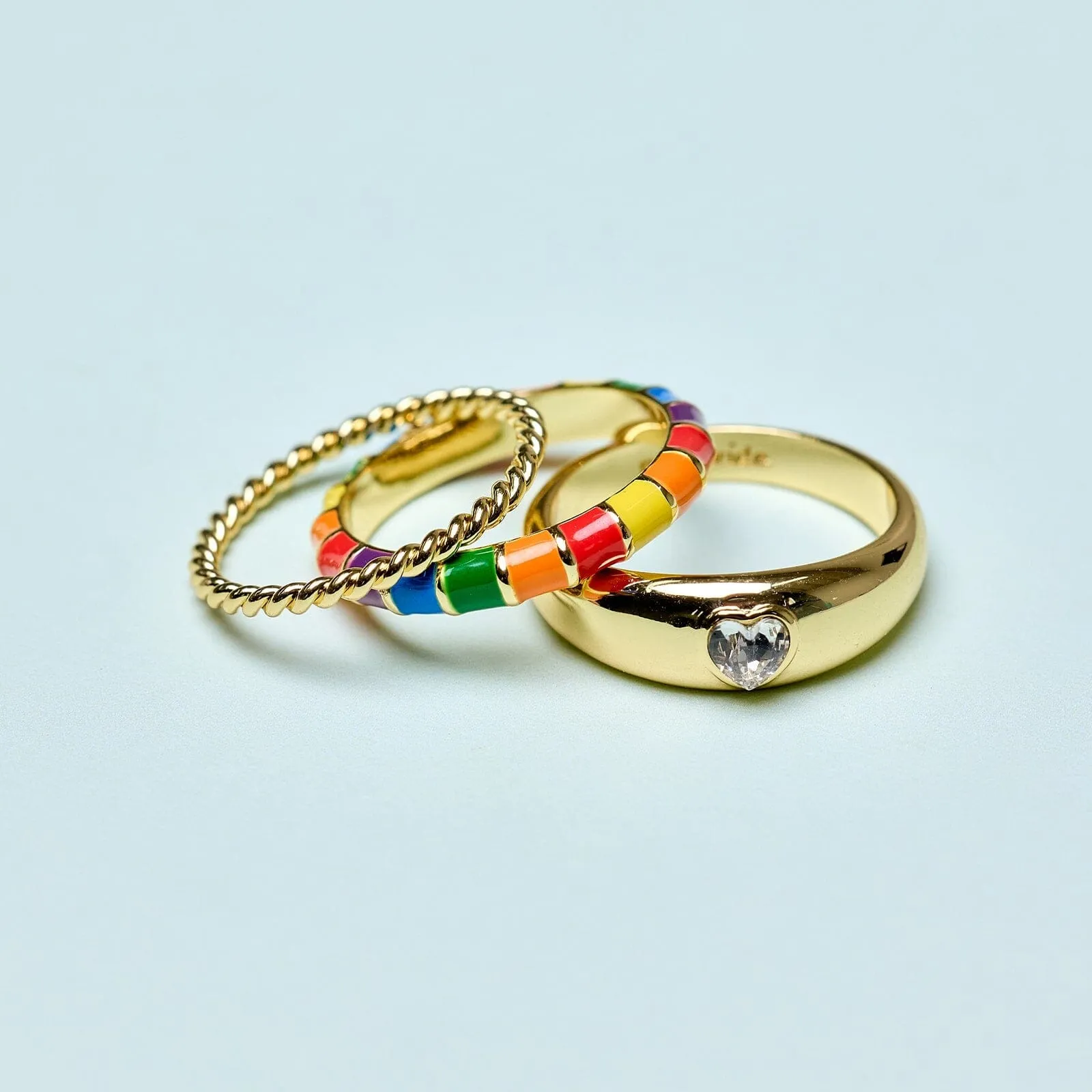 Rainbow Enamel Ring Stack