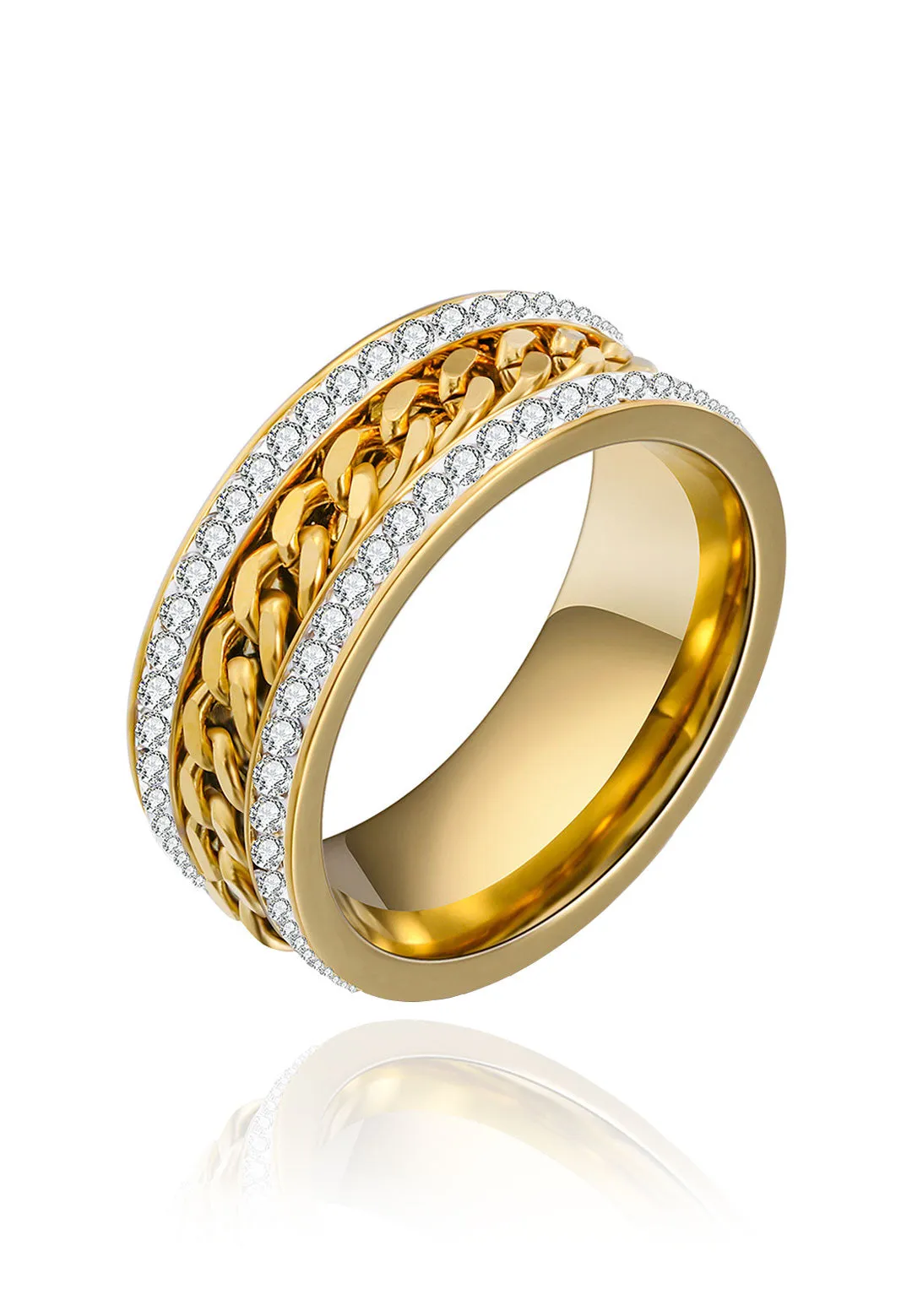 Reagen Regal with Cubic Zirconia Insets Eternal Wide Band Ring in Gold