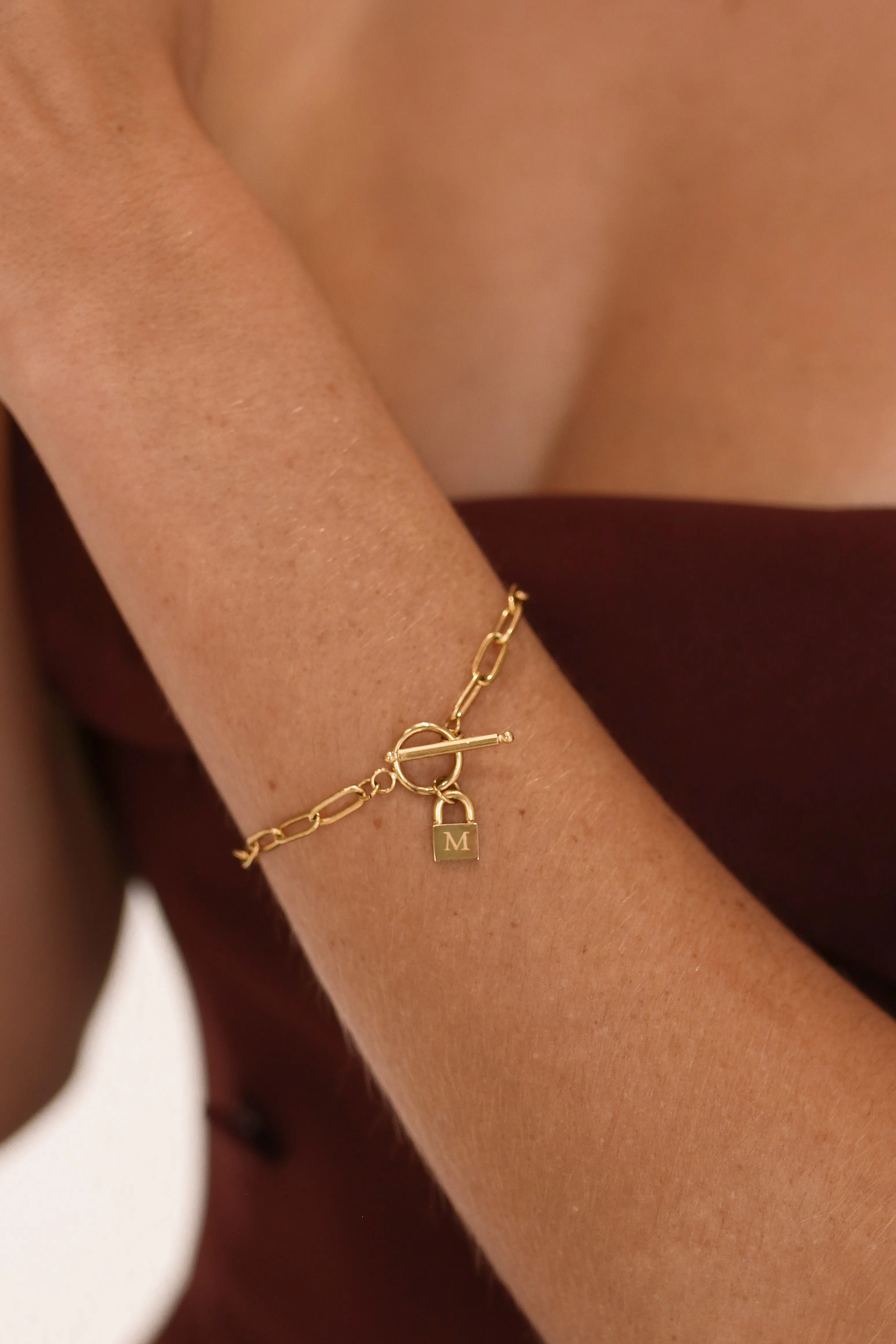 Renata - Stainless Steel Gold or Silver Monogram Bracelet