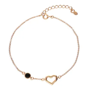 Rose Gold Vermeil Whitby Jet Round Heart Bracelet