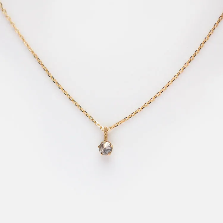 Solid Gold Salt and Pepper Diamond Pendant Necklace