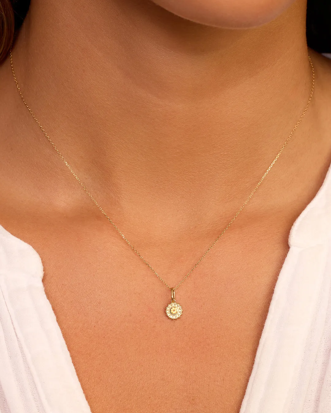 Sun Birthstone Charm Necklace