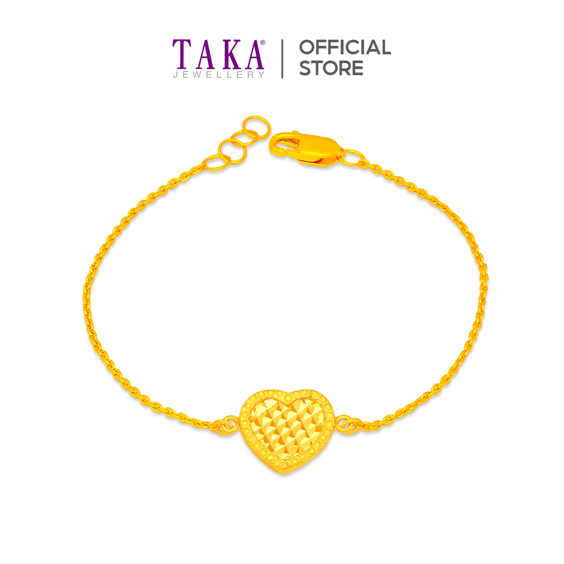 TAKA Jewellery 916 Gold Bracelet Heart-shaped