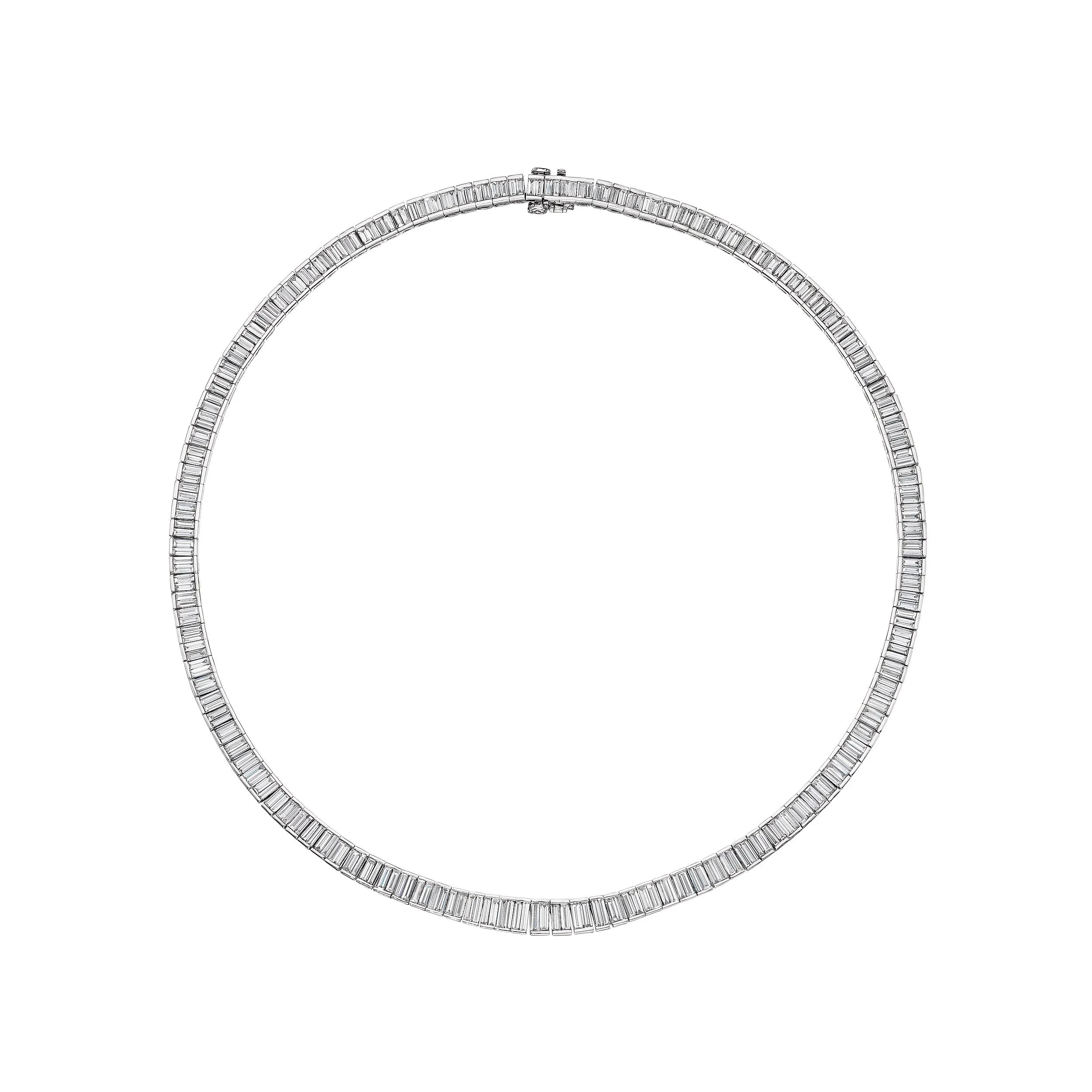 Tapered Baguettes Cut Diamond Necklace, 15 CT