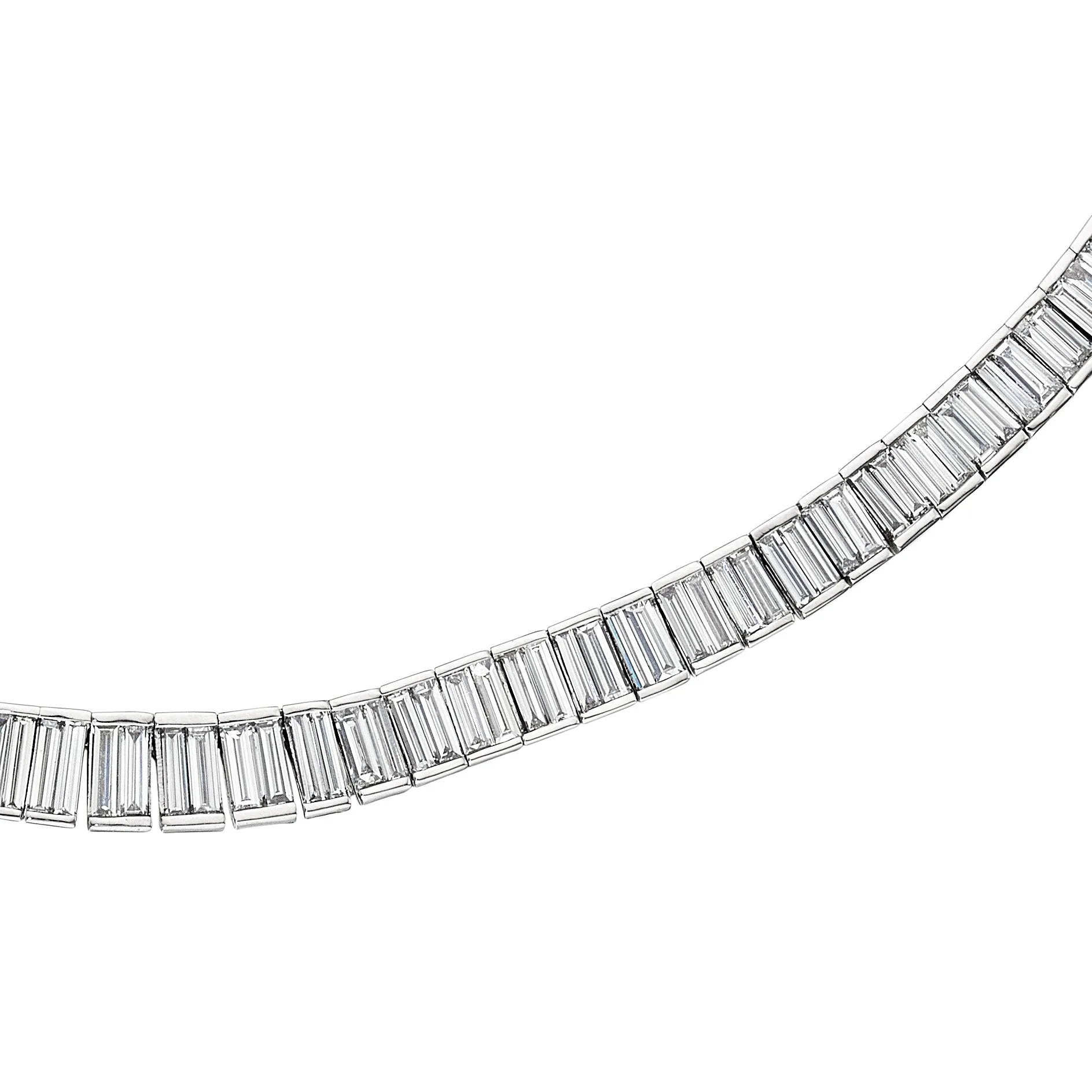 Tapered Baguettes Cut Diamond Necklace, 15 CT