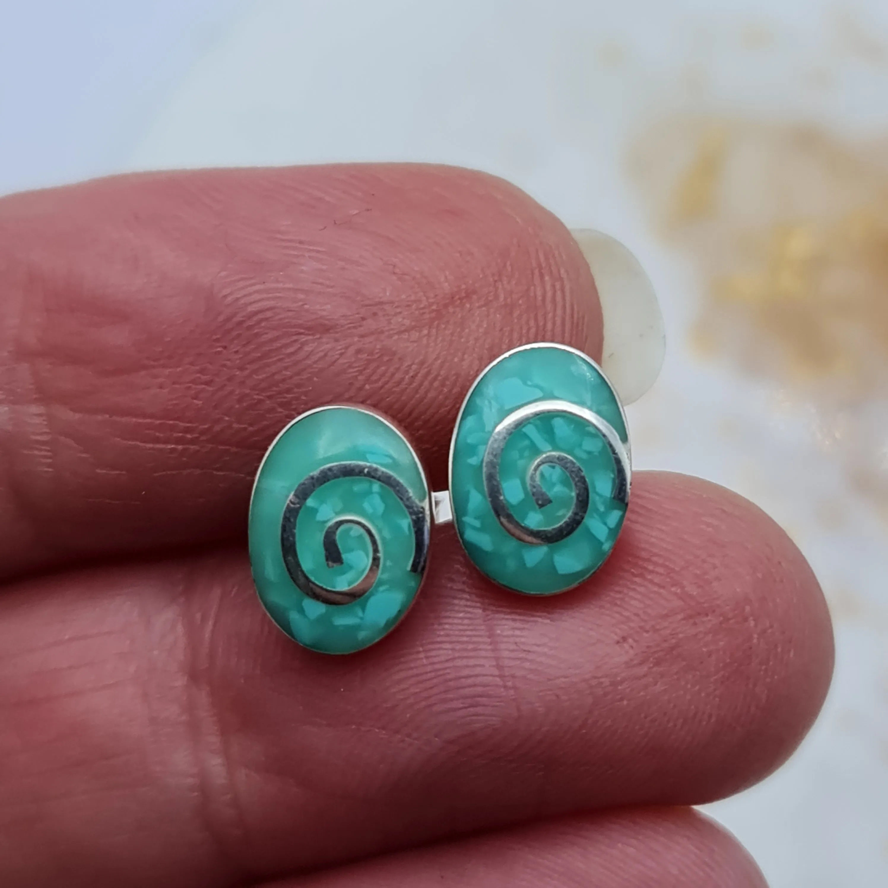 Turquoise Spiral Stone earring studs