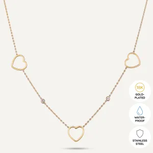 Vibes | Dainty Multi-Heart Necklace | 18K Gold-Plated