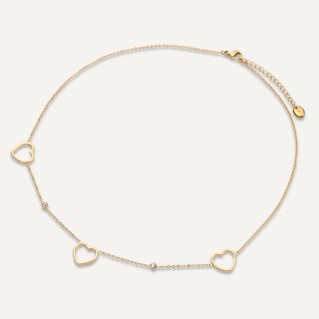 Vibes | Dainty Multi-Heart Necklace | 18K Gold-Plated