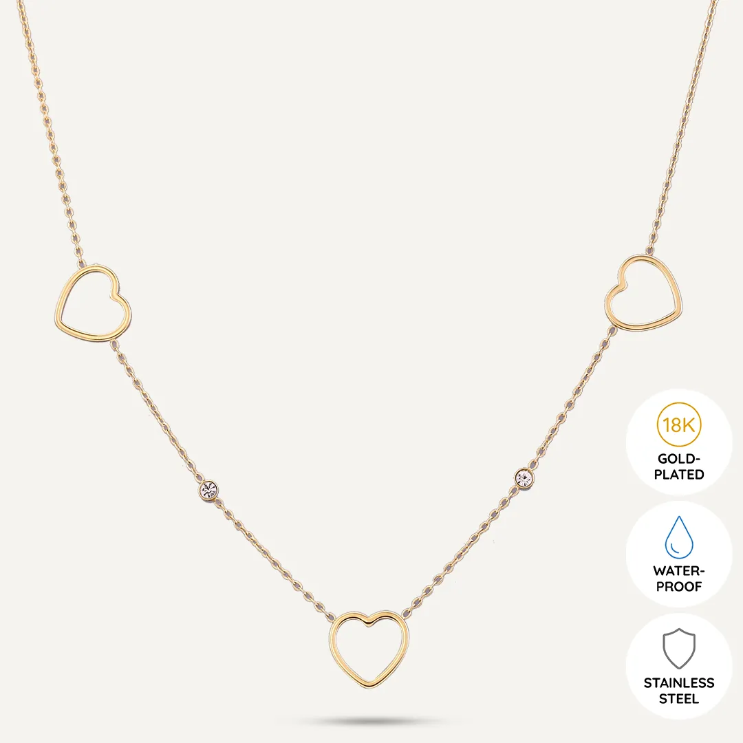 Vibes | Dainty Multi-Heart Necklace | 18K Gold-Plated