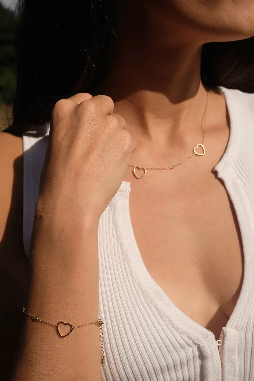 Vibes | Dainty Multi-Heart Necklace | 18K Gold-Plated