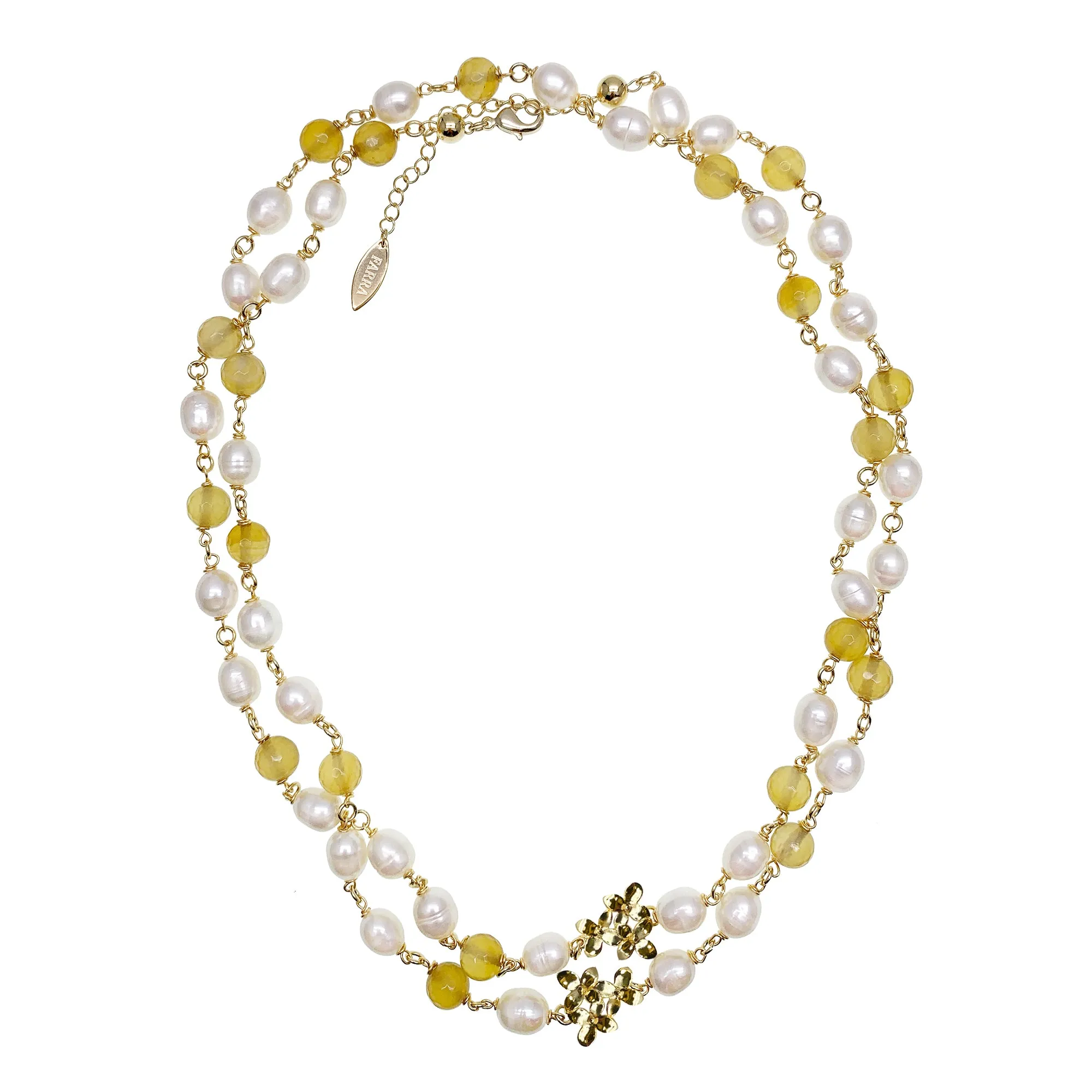 Yellow Agates & Freshwater Pearls Multi-Way Necklace HN021