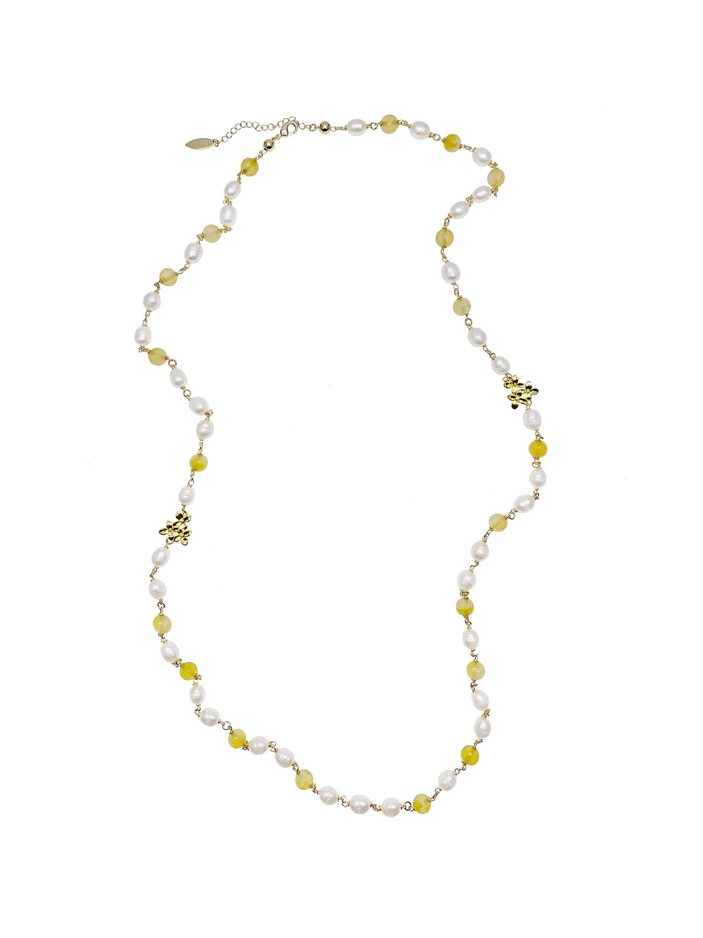 Yellow Agates & Freshwater Pearls Multi-Way Necklace HN021